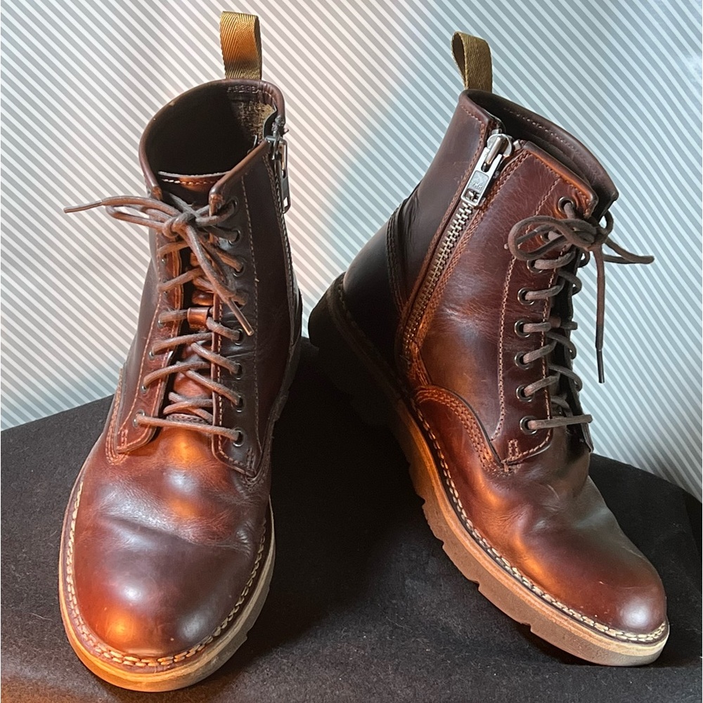 Clarks NORTON Worker Mellor Rise Dark Brown Leather BOOTS US Men's 10M Zip Ups